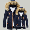 men's cotton-padded jackets thick large fur collar hooded